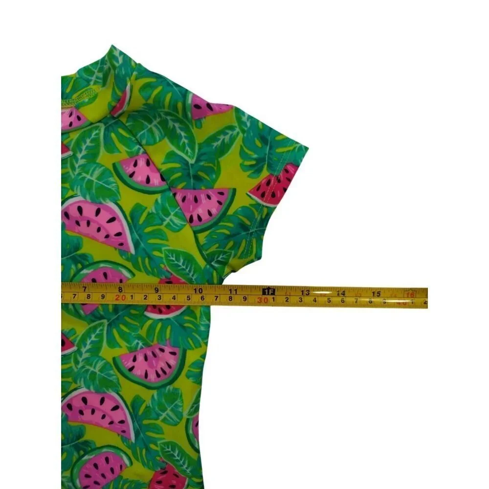 Girls Watermelon Print One-Piece Swimsuit With Zipper Closure, Size S (6/7) NWT.